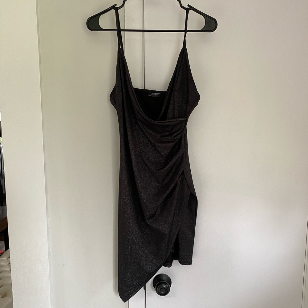 Sparkly Black Asymmetrical Cocktail Dress